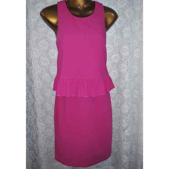 Trina Turk Sz 4 KAYLEEN Dress Magenta Fuchsia Pink Open Split Back - Picture 2 of 15